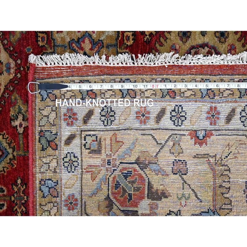 Shahbanu Rugs Auburn Red, Hand Knotted, Pure Wool, Karajeh Design, Soft